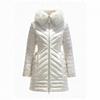 Womens Mid-Length Slim Fit Down Coat Winter Warm Hooded Jacket With Faux Fur Collar 90% White Duck