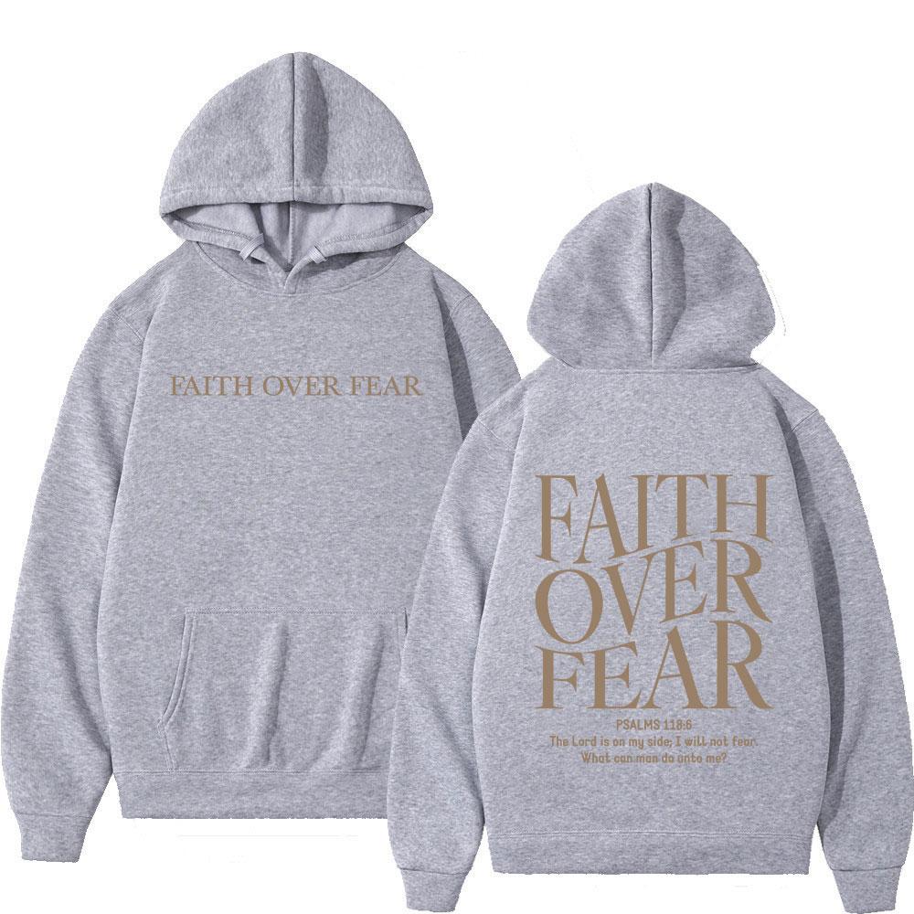 Faith Over Fear Christian Hoodies Jesus Bible Verse Men Women Fashion Harajuku Oversized Sweatshirts Autumn Winter Fleece Hoodie
