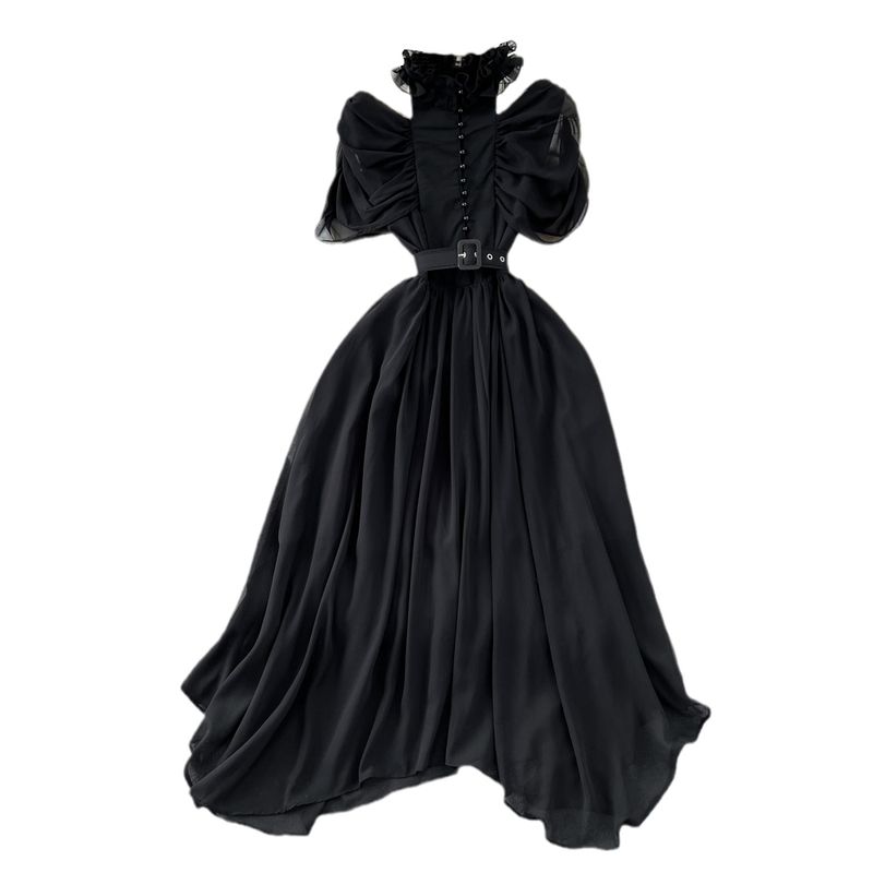 Accessible Luxury Graceful Stand Collar Chiffon Dress Elegance Formal Dress