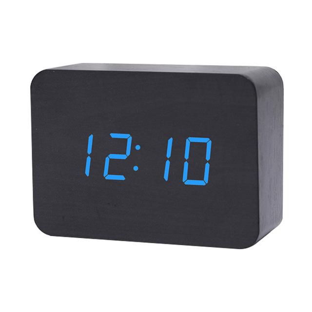 LED Wooden Clock Desktop Silent Electronic Alarm Clock Home Ornament Clock USB Dry Battery Dual-purpose Alarm Clock