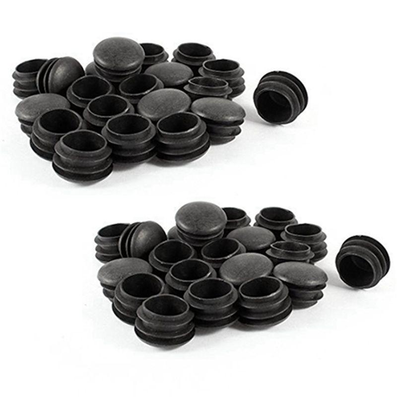 ABWR-80 Pcs Black Plastic 25Mm Dia Blanking End Caps Round Tube Insert чёрный