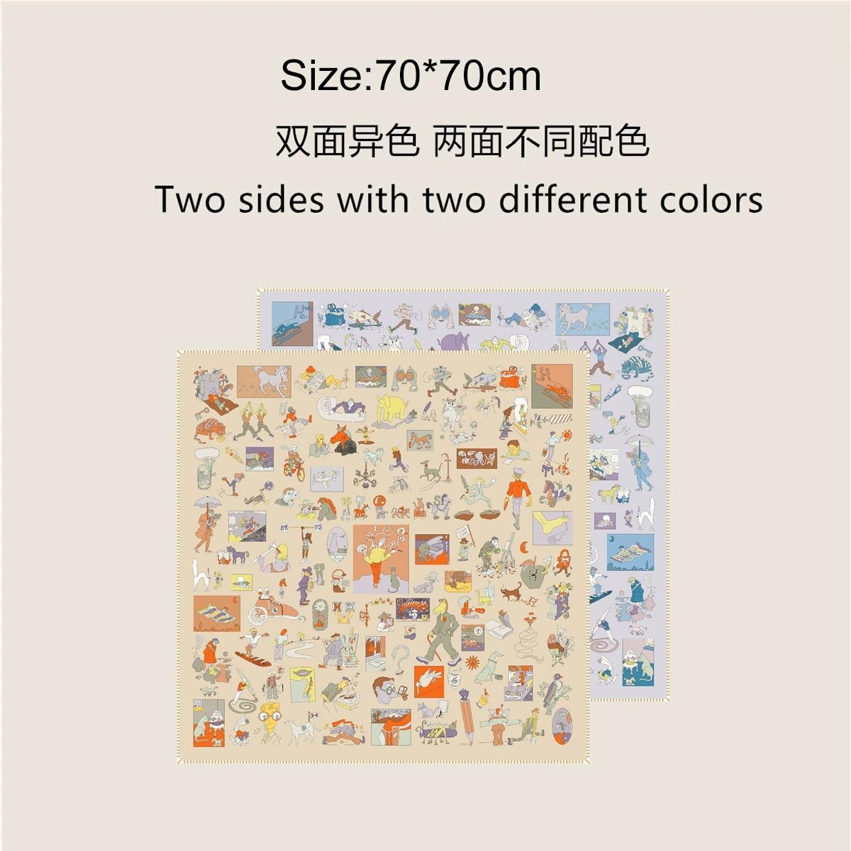 

70CM New Autumn Double-Side Printed Twill Silk Scarf Roll Edge High Quality Women Scarf Wraps Echarpes Foulards 70x70cm