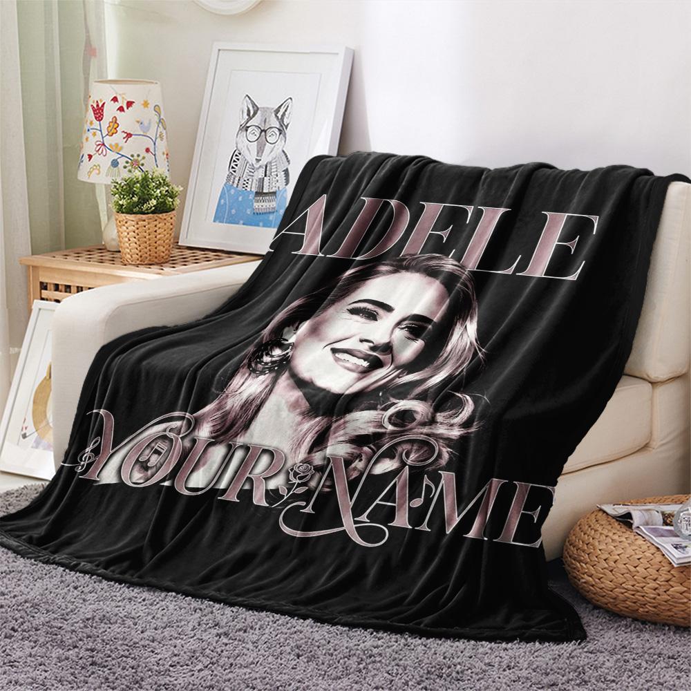 1PC Adele Cosmic Harmony Custom Name Patterned Flannel Blanket Suitable For All Seasons For Home Decor Warmth And Comfort Gifts Holiday Present
