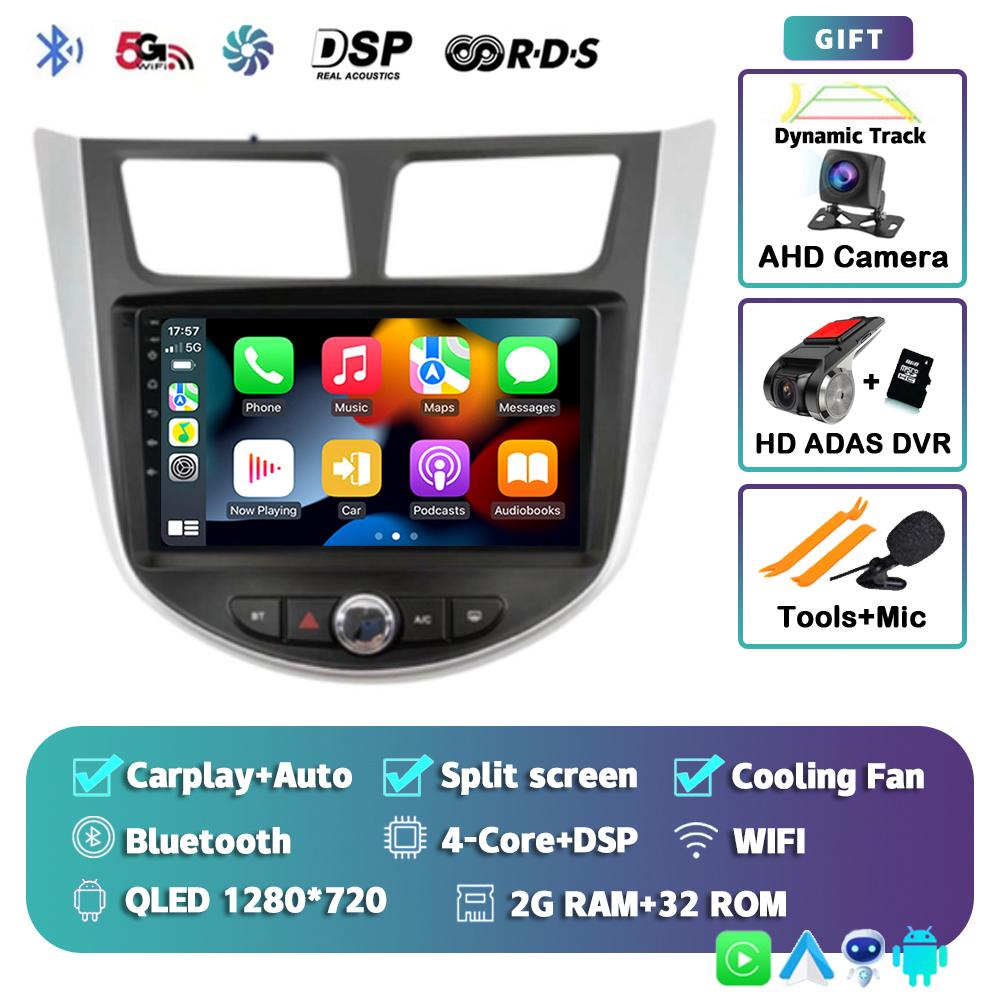 Android 14 Carplay For Hyundai Verna 2010 - 2016 Multimedia Player DVD Navigation Autoradio GPS Head Unit Car Radio Stereo 2Din