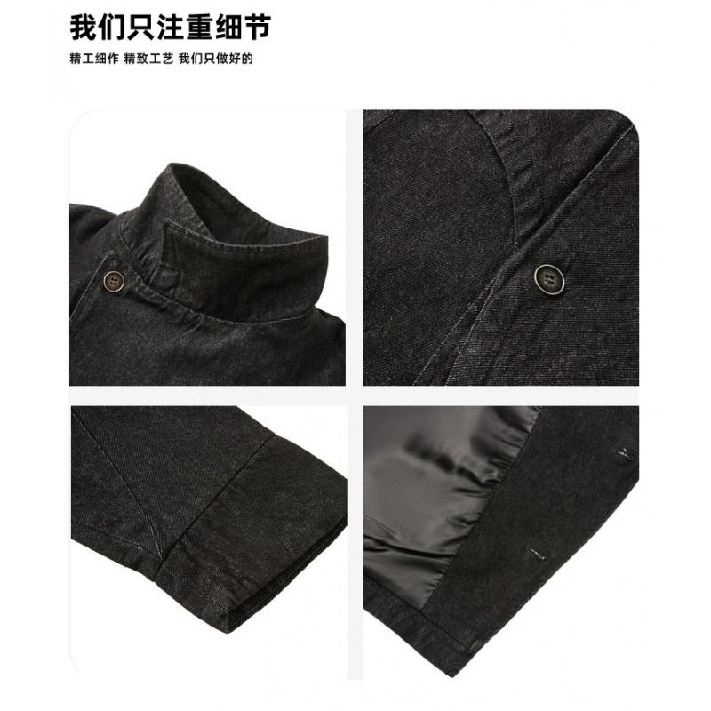 Mens Oversized Denim Jacket Turn-down Collar Single-breasted Casual Outerwear Fall Season