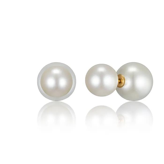 14k Reversible 8mm Pearl Earrings (14k Gold) LFE15