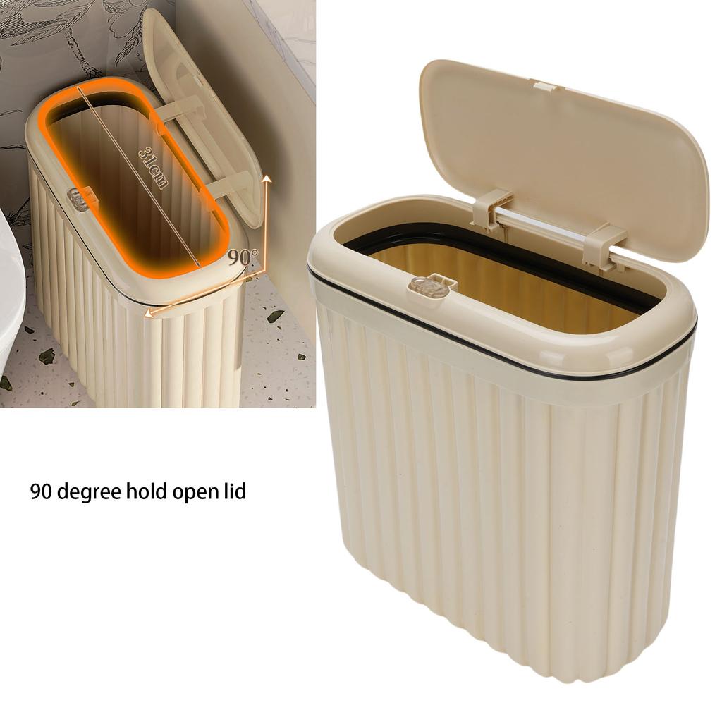 Slim Trash Can with Lid Bathroom Garbage Can with Pop Up Lid Waste Basket for Bathroom Kitchen Bedroom Office