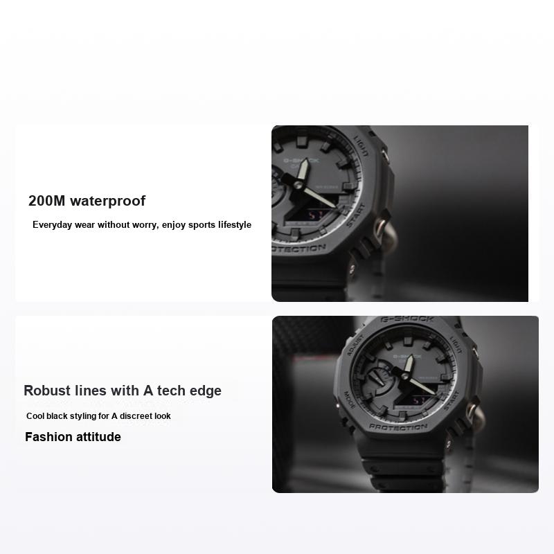 Casio G-Shock Hachioji Series Casual Minimalist Lightweight Waterproof Shockproof Sports Quartz Movement Resin Strap Men watches Black GA-2100-1A1DR
