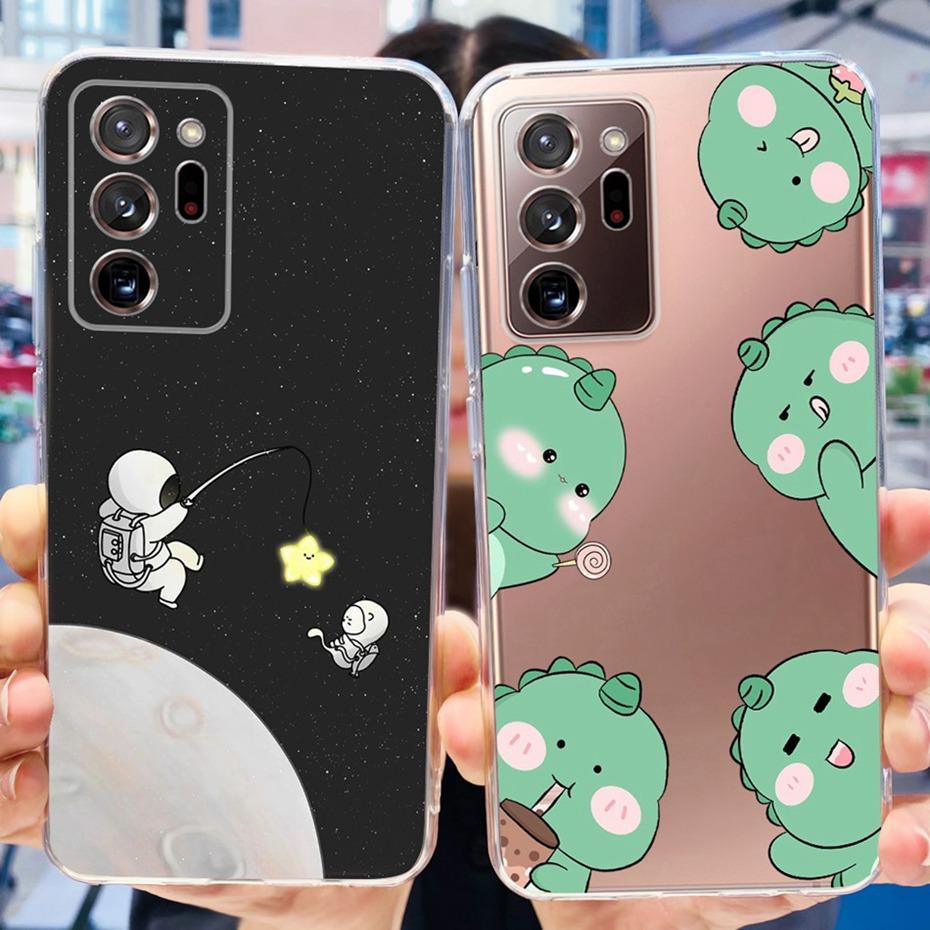 Case For Samsung Galaxy Note 20 Ultra 5G Note20 Cute Flower Cat Painted Soft Silicone TPU Cover For Samsung Note 20 20Ultra