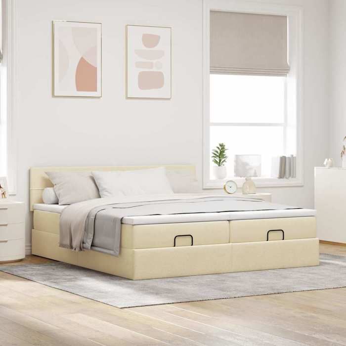 Maison Exclusive - Cadre de lit ottoman avec matelas crème 180x200 cm tissu