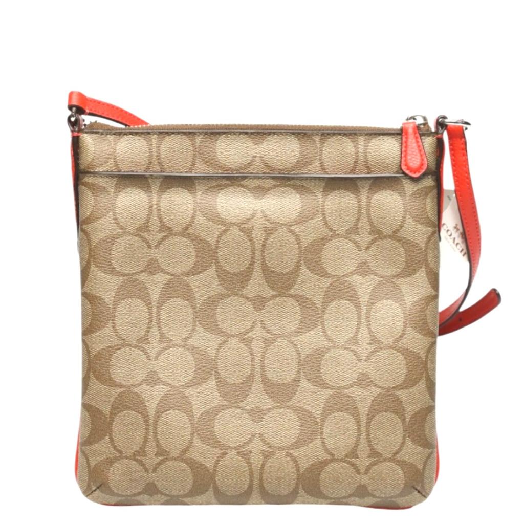 COACH Diagonal crossing canvas Signature F35940 Shoulder Bag leather Brown Used