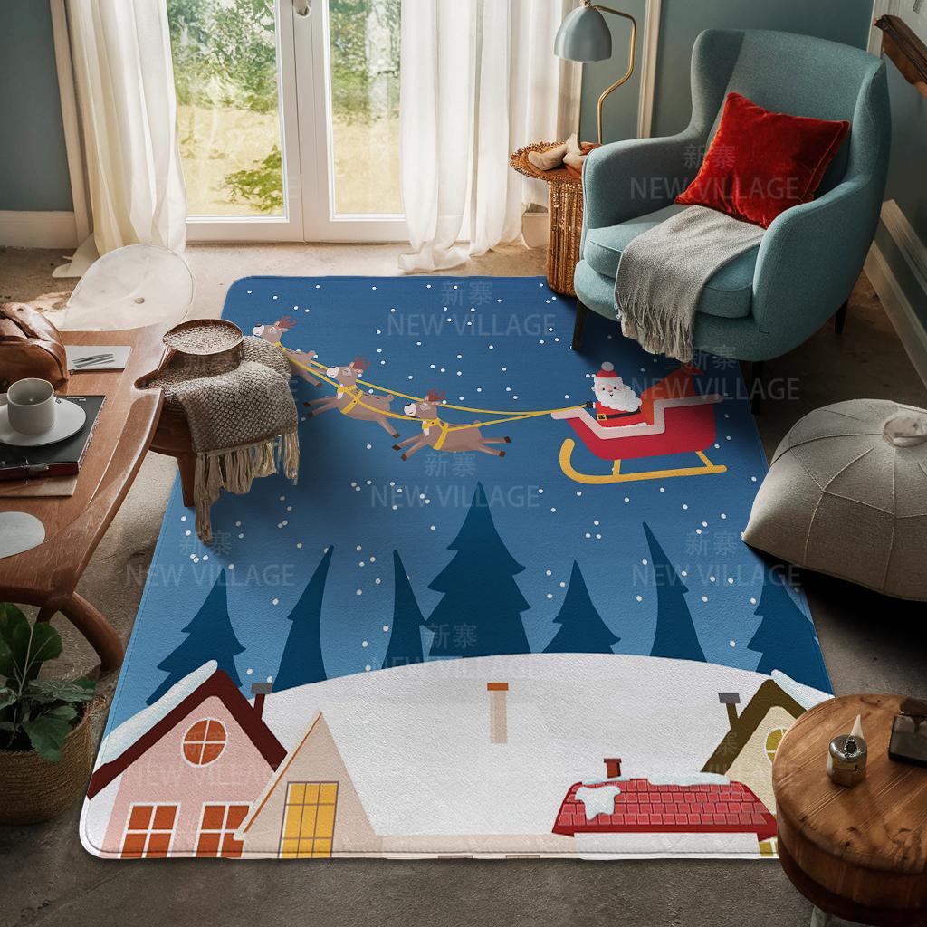 House Entrance Carpet Home Door Mat Living Room Bath Foot Bathroom Non-slip Water Absorption Rugs Bath Merry Christmas Winter