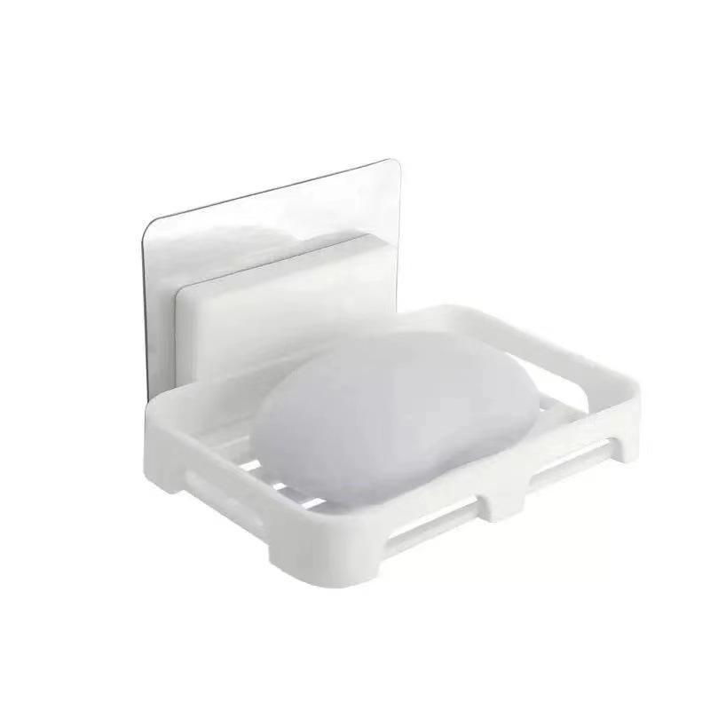 Self Adhesive Wall Mounted Soap Dish Holder With Drainage No Drilling For Bathroom Kitchen Sink