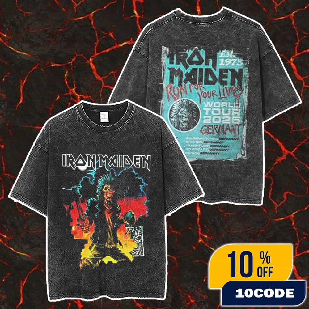 Iron Maiden Run for Your Lives World Tour Event T-shirt Washed Oversized Y2k Short Sleeve Men Women Unisex Tee Streetwear Clothing