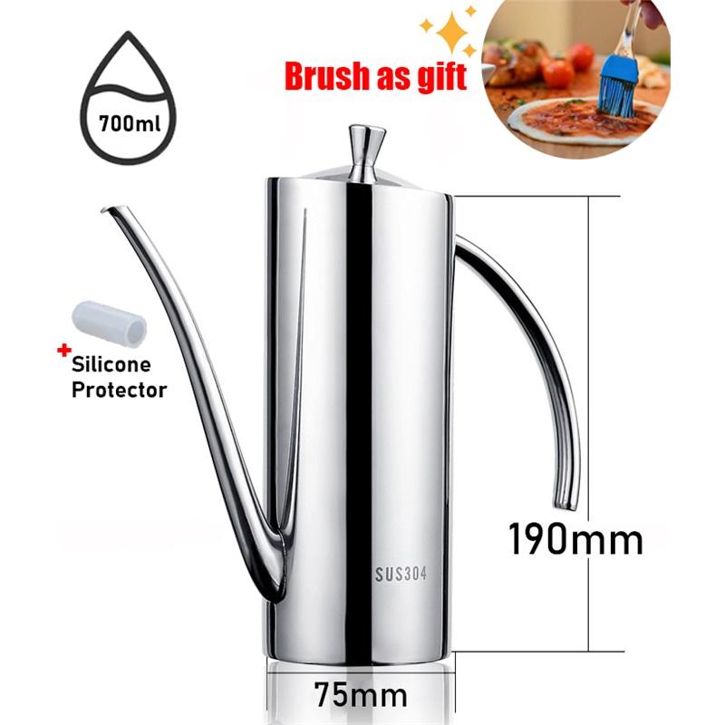 SUS304 Stainless Steel Oil Dispenser  Bottle Leakproof Cruet with Spout Easy Precision Pouring of Olive Oil Vinegar and Grease