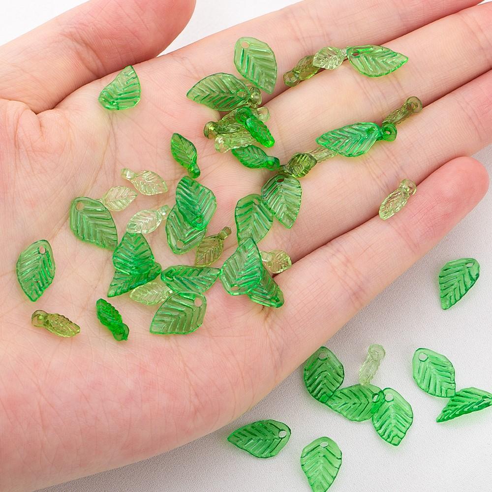 50pcs Acrylic Tree Leaf Hand Beaded DIY Handmade Necklace Bracelet Earrings Loose Bead Separated Bead Jewelry Accessory