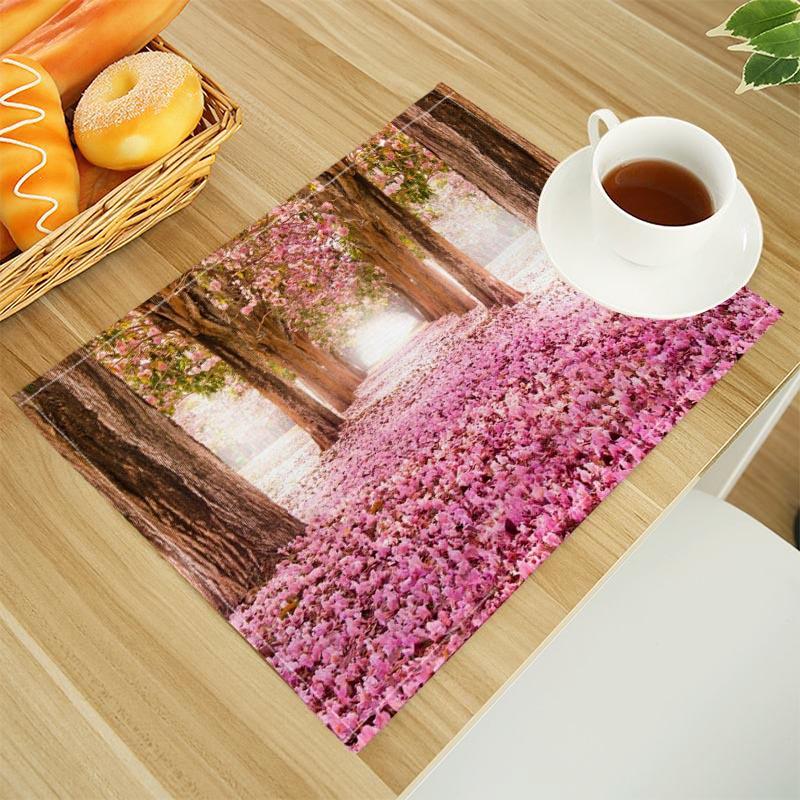 Motivi 3D Cvijetno Placemat Linen Fabric Table Mats Family Dinner Tableware Kitchen Table Mat 30X45cm