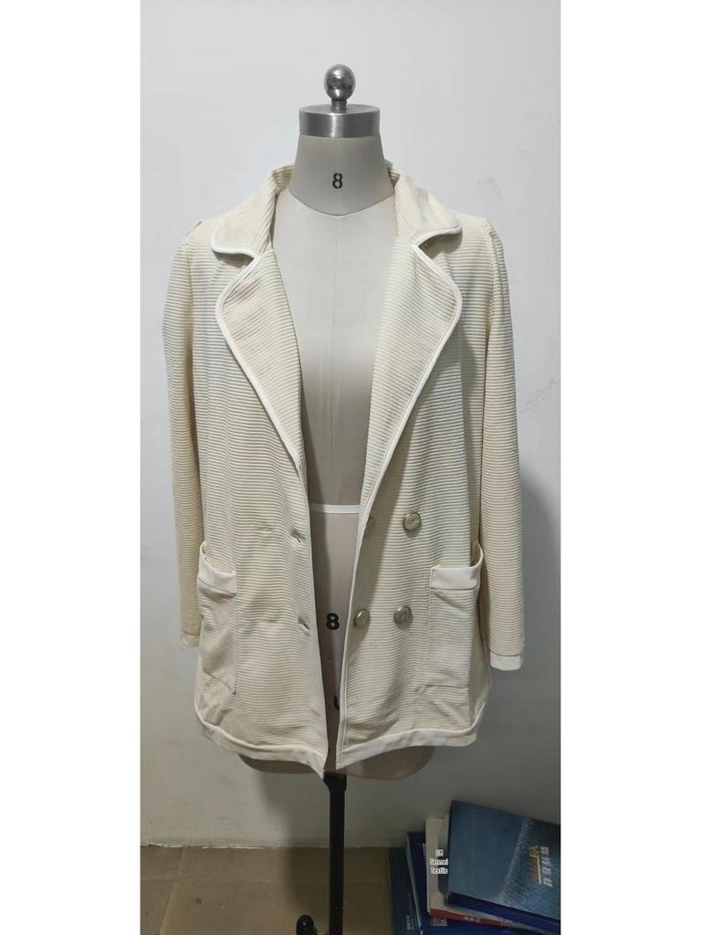 In Stock: European & American Autumn/Winter Solid Color Ribbed Casual Cardigan Coat (1968-2022)