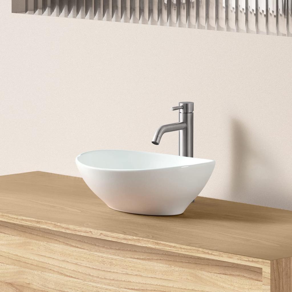 Mixed Stylish Oval Washbowl Handwashing Ceramic Handwashing Handwashing Washbasin [Includes Faucet] Washbowl, Shape, 410340145mm, Set, Free-Standing