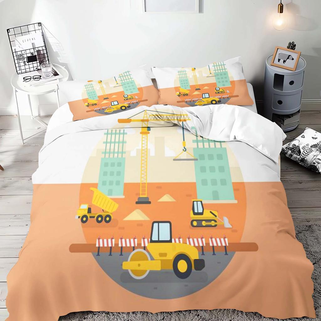 Cartoon Car Anime Bedding Set Duvet CoverPolyester Suitable For Children And Adults 3-Piece Set