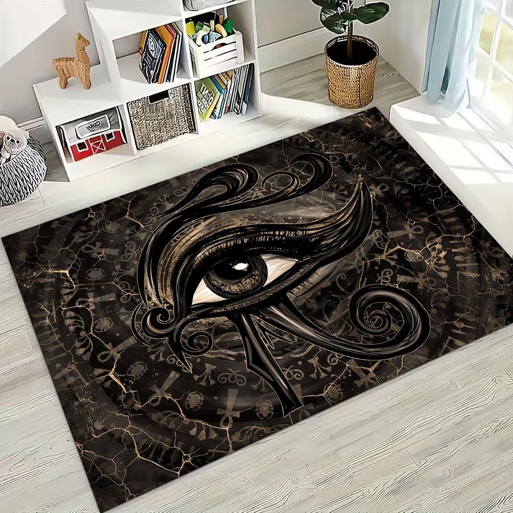Ancient Egyptian Hieroglyphic Symbols Carved Murals Rug for Bedroom Living Room Sofa Home Doormat Decor,Kids Non-slip Floor Mat
