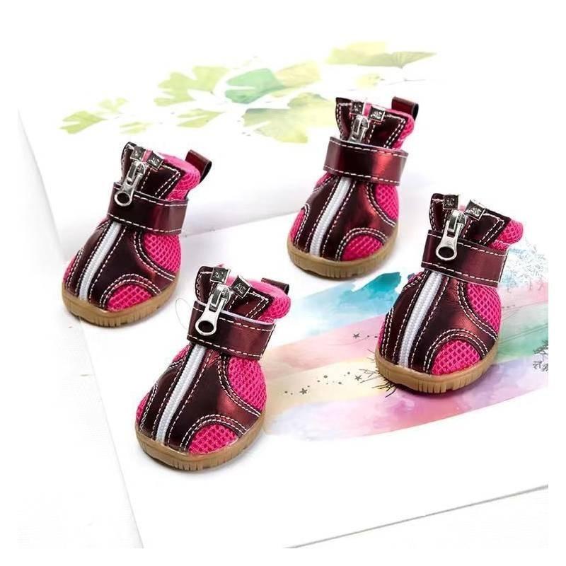 

Non-slip Durable Sole Dog Shoes For Poodles And Teddy Dogs Warm And Cozy In Rosy Red And Blue 5.5cm/2.17in червоний
