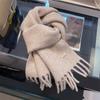 Pure Wool Scarf Women's Winter High End Tassel Warm Short Small Scarf