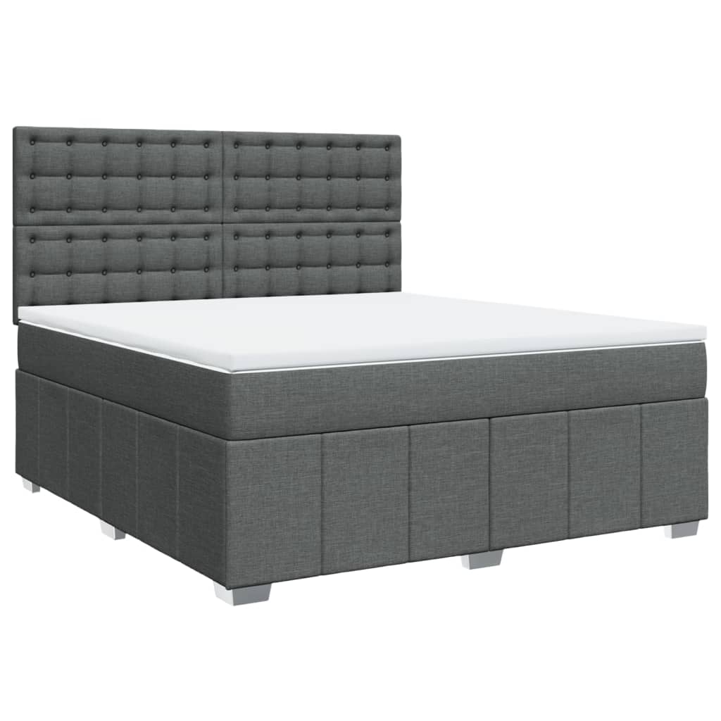 Box Spring Bed with Mattress Dark Grey 180 x 200 cm Fabric