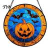 Seasonal Decorative Disc Retro Halloween Pendant, Ghost/Bat/Spider Web/Pumpkin Head Print, Door Handle Welcome Sign Vintage Acrylic Hanging