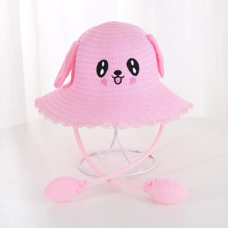 Hat with moving ears will light up Children's sunshade Straw hat Women's summer sun protection Cute rabbit hat Outdoor scenic spot