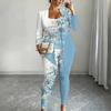 Plus Size Flower Print 3 Piece Outfit, Long Sleeve Open Front Cardigan Cami Top Leggings Set for Women