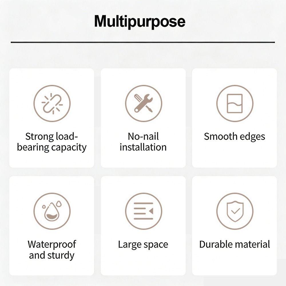 White Color Wall-Mounted Storage Rack Waterproof Design Office Storage Accessories  Home Storage