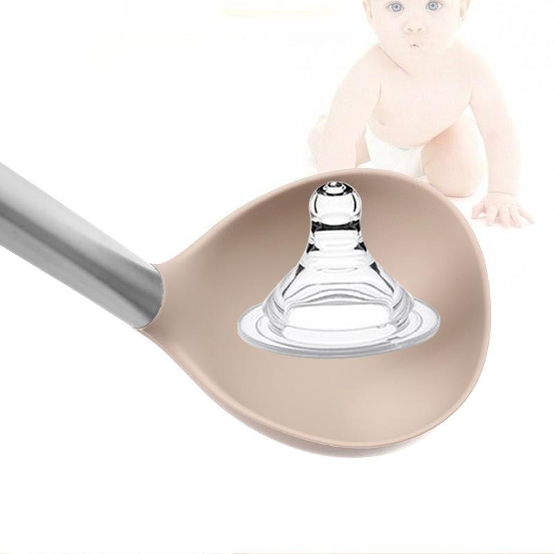 Silicone Kitchen Utensils Stainless Steel Handle Non Stick Pot Kitchenware Cooking Tool Heat-resistant Soup Spoons