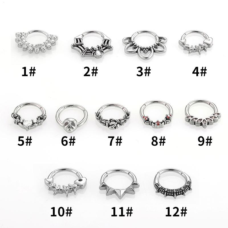 316L Stainless Steel Zircon Flower Web Nose Ring Stud.