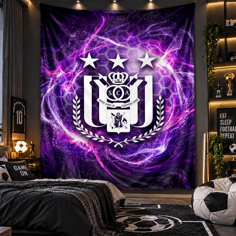 Wall Hanging Tapestry Anderlecht FC Print Cloth for Living Room Bedroom Home Decor