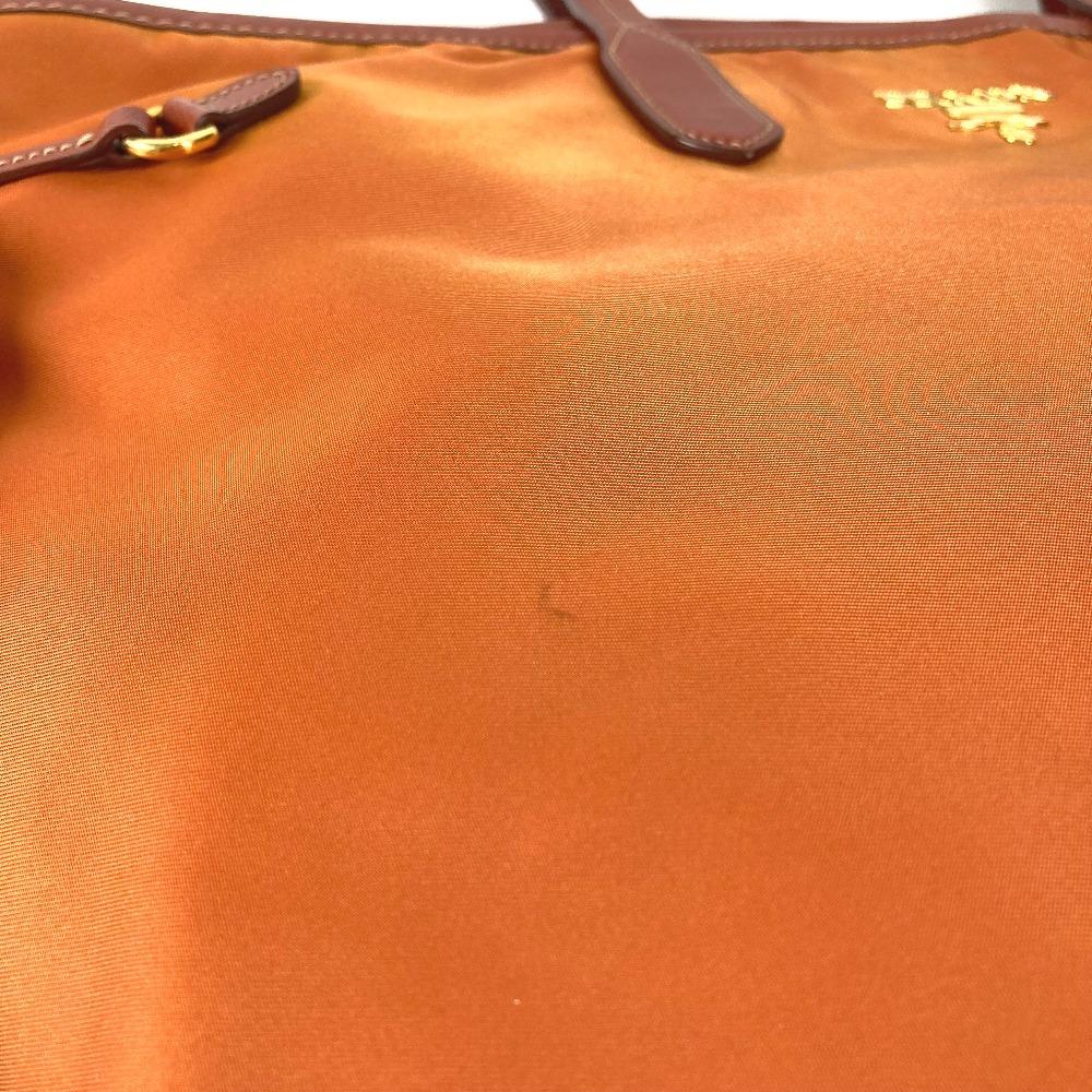 PRADA BR4001 triangle logo plate Tote Bag Shoulder Bag Leather / Nylon Orange