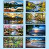2pcs Landscape 5D DIY Full Drill Round Diamond Painting Kit for Home Wall Decor