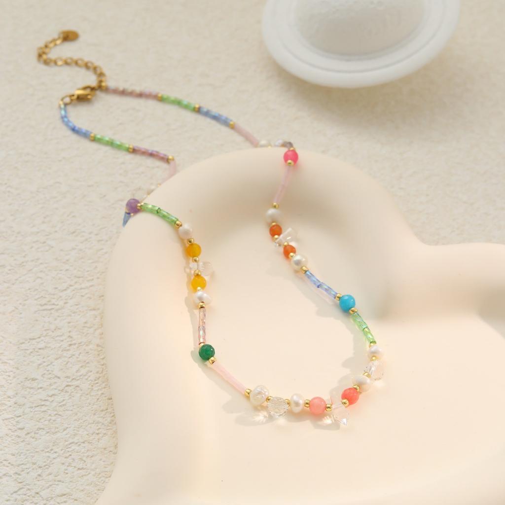 GEMCHIC Damen Bunte Seestern Anhänger Halskette Mehrschichtige Perlenkette Mode Sommer Strand Schmuck