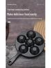 Cast Iron Six-Hole Takoyaki Pan with Handle, Non-Coated, Multifunctional Non-Stick Griddle