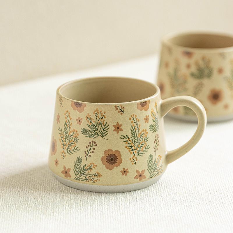 French Ceramic Cup High Value Handmade Cup Exquisite Coffee Cup Large Capacity Breakfast Cup Household Cup Water Cup Tea Cup