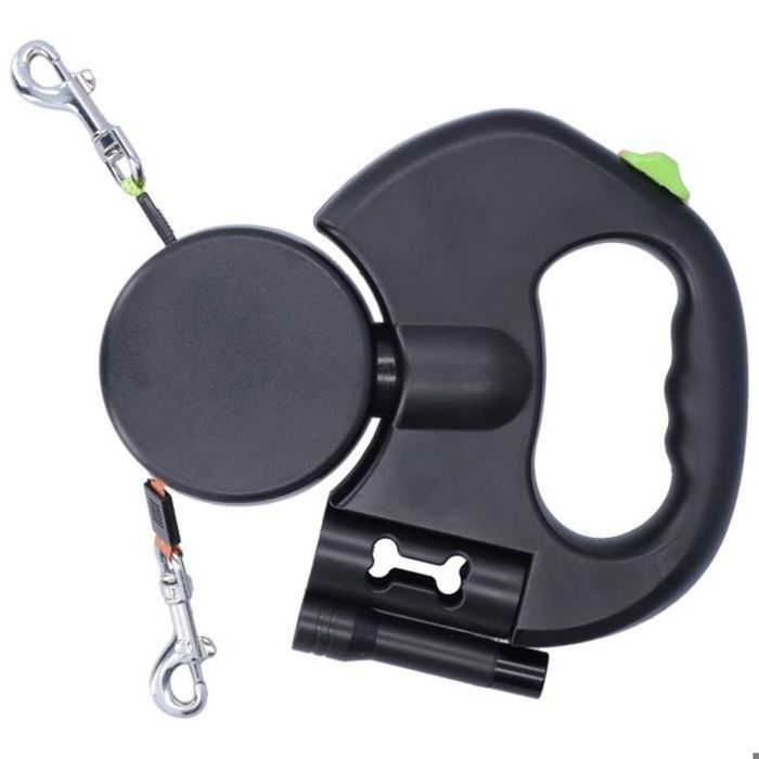 DUO Laisse pour animaux de compagnie Laisse rétractable automatique pour animaux de compagnie 1 remorquage 2 laisse rétractable