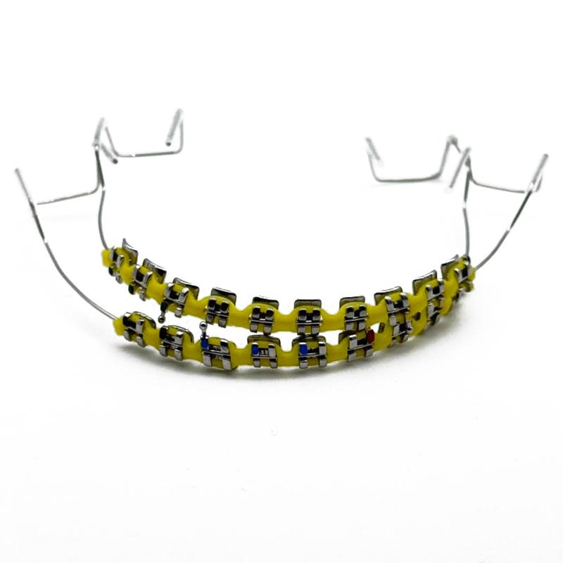 1Pair Colorful Brackets Dental Fake Braces With Hook Temporary Tooth Decoration With Metal Wires Bracket Ligature Tie