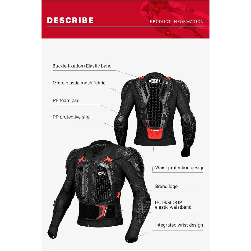 Men Motorcycle Armor Jacket Ventilated Racing Gear Accessories with Shoulder/Back Protective Guards Motorbike Safety Coat Items