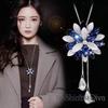Shining Diva Fashion Stylish Crystal Flower Silver Plated Long Chain Pendant Necklace for Women