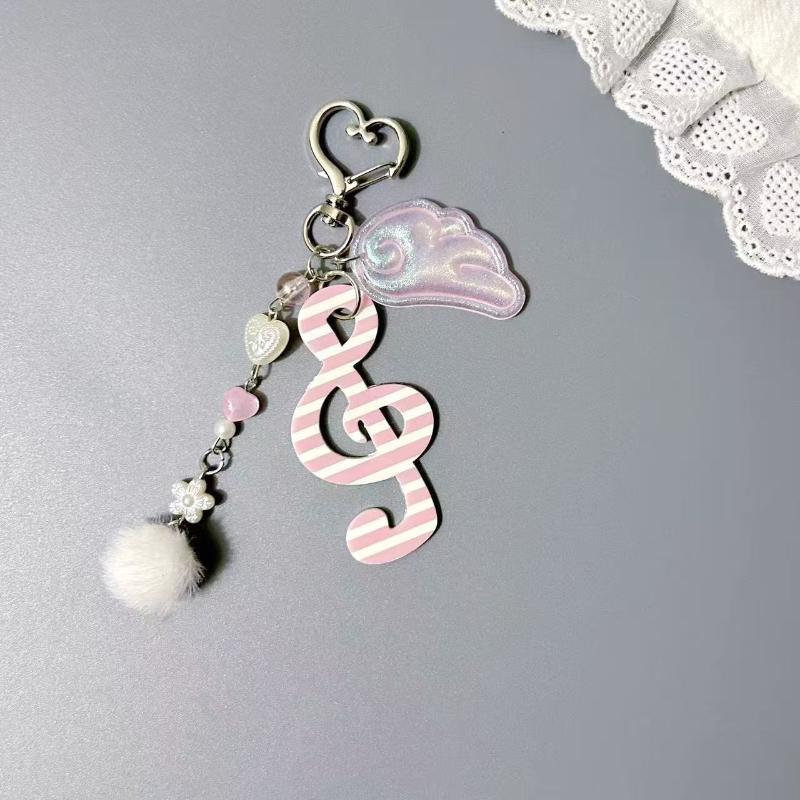 

Creative Y2K Harajuku Wave Dot Striped Star Musical Notes Wings Keychain Sweet Cute Bag Pendant Decoration Accessories B