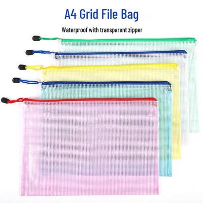 Borsa portadocumenti in rete impermeabile colorata con cerniera