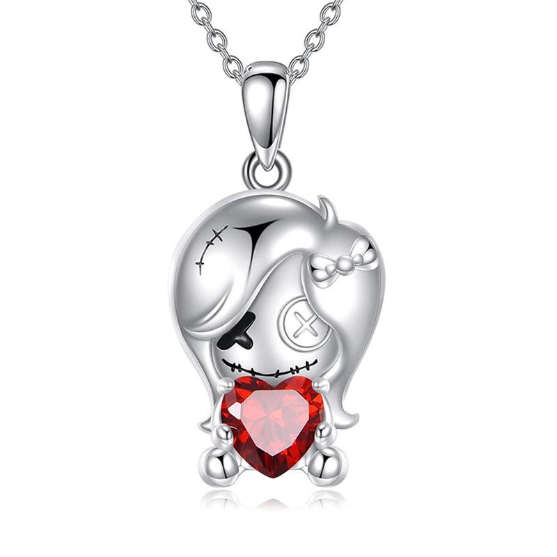 Red Zircon Exquisite Alloy Voodoo Doll Pendant Necklace Fashion