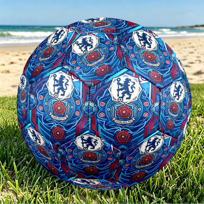 Chelsea Football Club Print Size 5 Soccer Ball, PU Wear Resistant Football for Match Training and Daily Practice, Birthday Gift for Soccer Fans