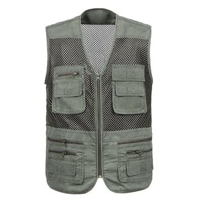 Plus Size Mesh Vests Male with Many Pockets Males Breathable Multi-pocket Fishing Vest Work Sleeveless Jacket