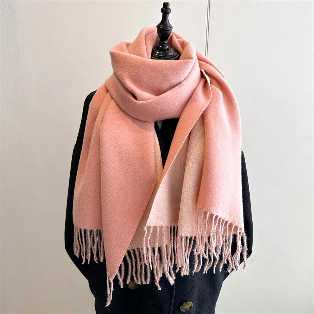 Solid Winter Scarf Women Cashmere Warm Pashmina Female Scarves Long Blanket Thick Soft Tassel Shawls Wraps Echarpe Stoles